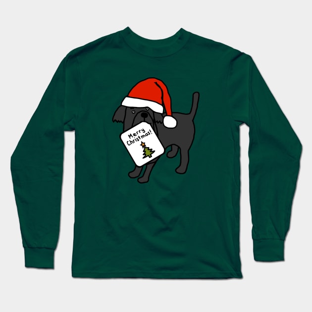 Cute Dog says Merry Christmas Long Sleeve T-Shirt by ellenhenryart